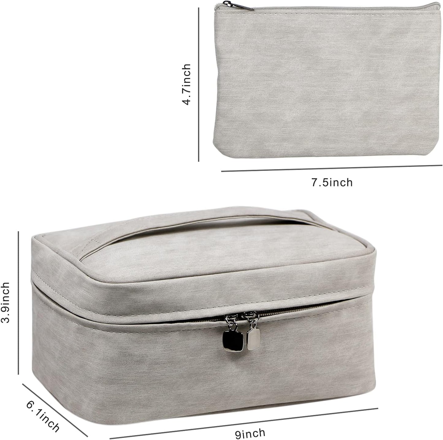 Makeup Bag Travel Cosmetic Bag Makeup Organizer Bag Travel Make up Bag Waterproof Make up Organizer Bag Makeup Bags for Women Girls.(Grey)
