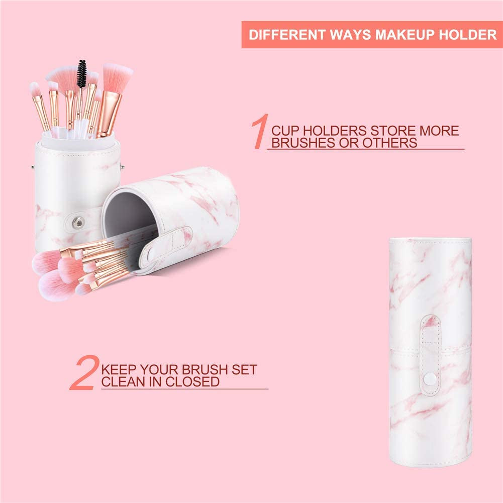 Makeup Brushes Set  16PCS Marble Make up Brushes Foundation Eyeshadow Concealer Eyebrow Blush Face Mask Brush Set with Gift Box Make up Tool（Pink)