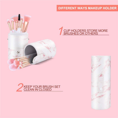 Makeup Brushes Set  16PCS Marble Make up Brushes Foundation Eyeshadow Concealer Eyebrow Blush Face Mask Brush Set with Gift Box Make up Tool（Pink)