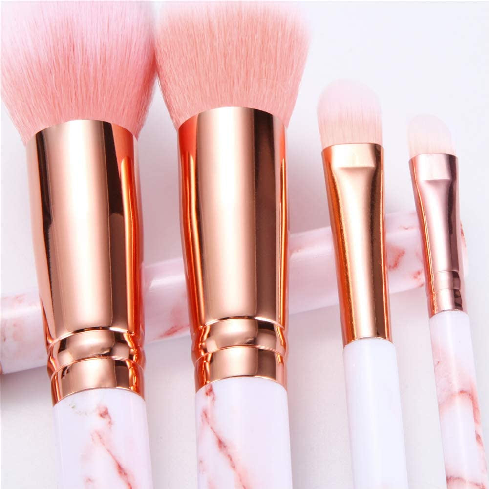 Makeup Brushes Set  16PCS Marble Make up Brushes Foundation Eyeshadow Concealer Eyebrow Blush Face Mask Brush Set with Gift Box Make up Tool（Pink)