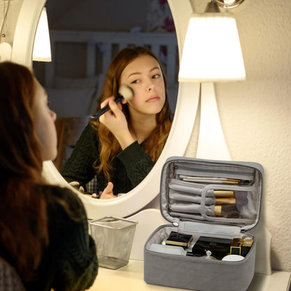 Makeup Bag Travel Cosmetic Bag Makeup Organizer Bag Travel Make up Bag Waterproof Make up Organizer Bag Makeup Bags for Women Girls.(Grey)